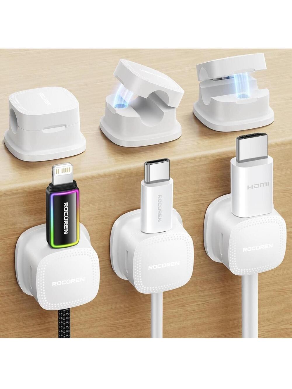 Magnetic Cable Clips Organizer 6 Pack Phone Charger/Cord Holder Desk Wire